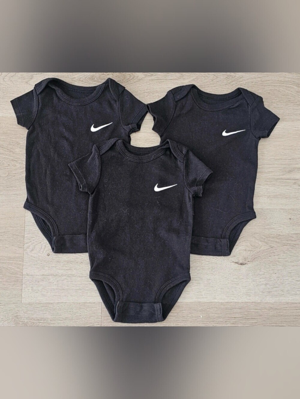 Nike Baby Black Swoosh Bodysuits 3 Pack 6M